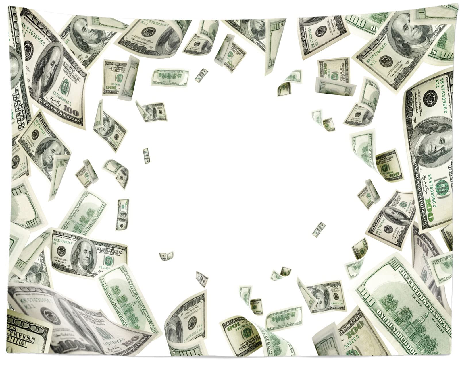BELECO 3x2m Tessuto Soldi Sfondo | Banconote dollaro USA Benjamin Franklin 100 dollari sfondo.
