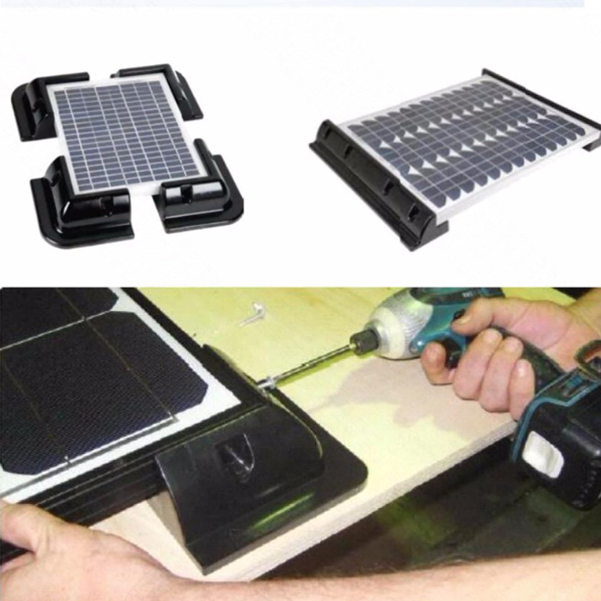 Solarpanel-Halterung, schwarze ABS-Kunststoff-Montagehalterung für 4, bohrfreies Eckhalterungs-Stützset für Wohnmobil-, Boots-, Flachdach-, Camping- und Wohnwagenmontage, UV-beständig