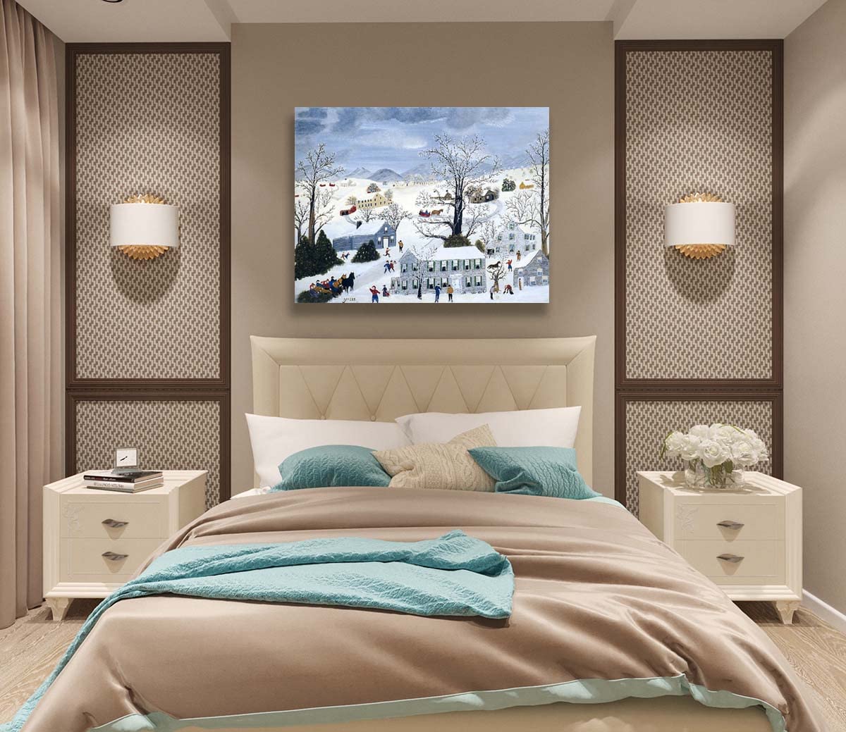 Amazon.co.jp: おばあちゃんモーゼス《雪で遊ぶ子供》複製名画