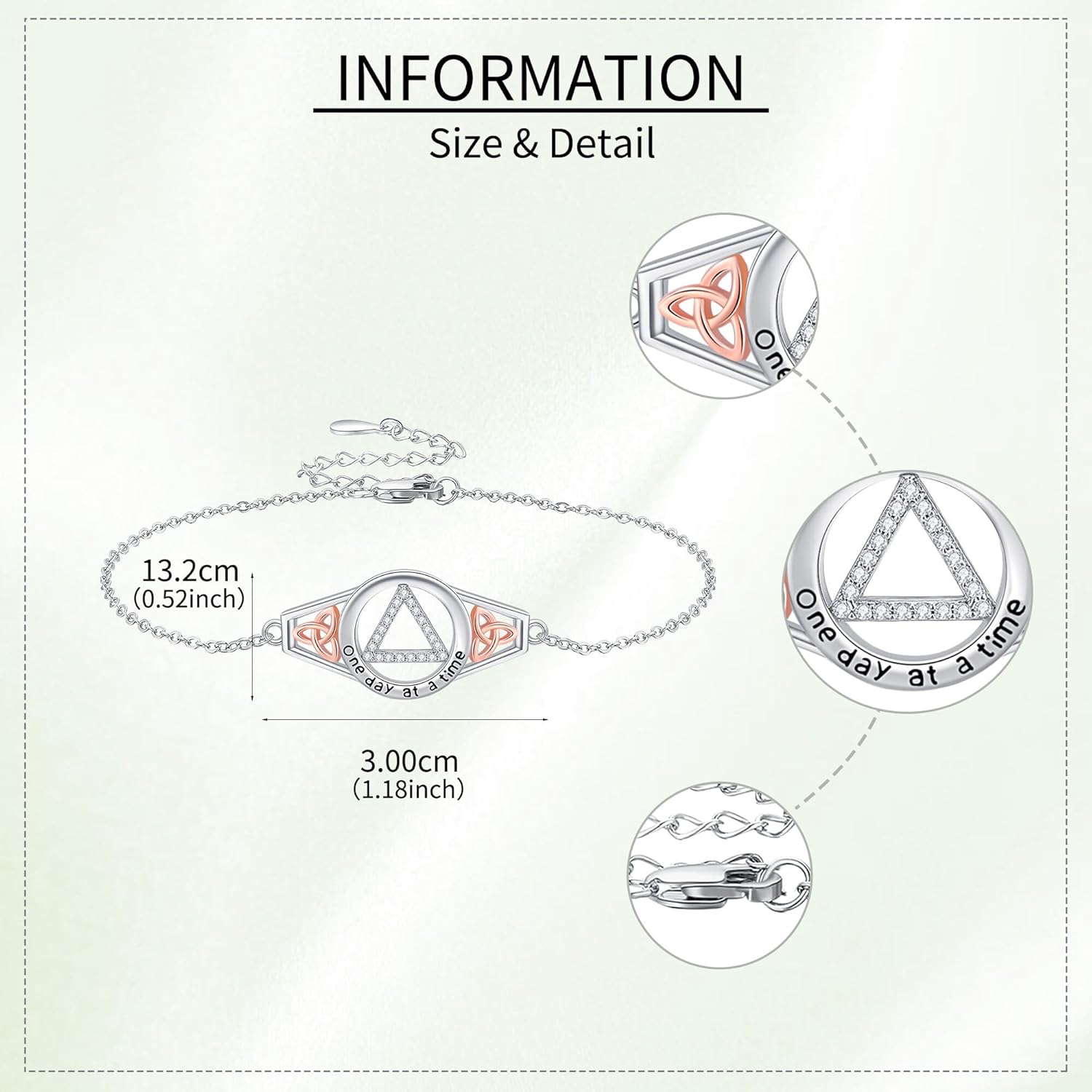 AA Sobriety Bracelet 925 Sterling Silver Celtic Stay Sober Recovery Bracelet Alcoholics Anonymous Jewelry Gifts for Women Friend - Image 5