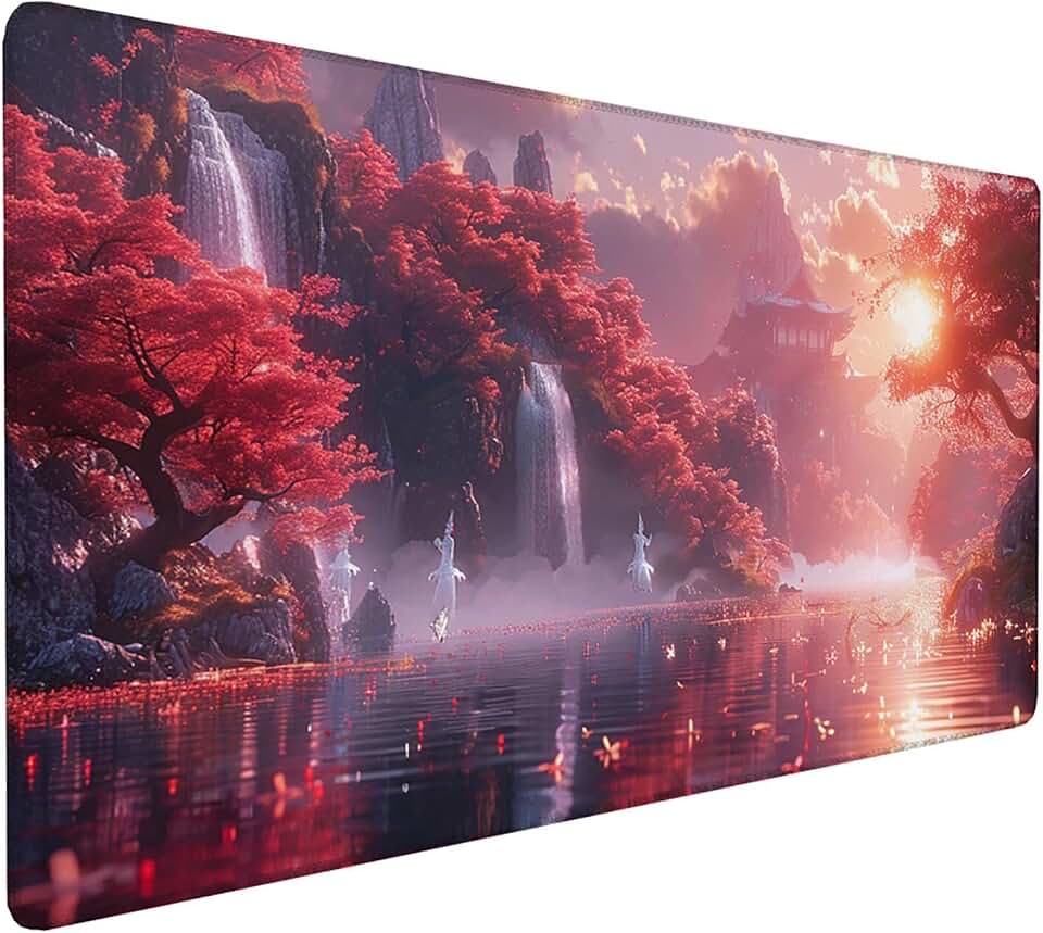 Pink Gaming Mouse Pad, Sunset Mousepad XXL 48 x 24 in, Extended Large Desk Mat with Stitched Edges, Desk Pad Mat Waterproof Non-Slip Smooth Surface, Mousepad for Pc Accessories Gaming, Gifts N-F-T