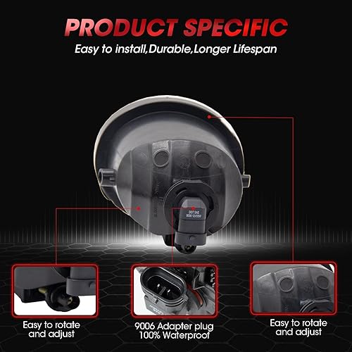Miniatura 5 de Repuesto de montaje de luces antiniebla para Toyota Tundra 2000-2006 2001-2007 Toyota Sequoia con bombillas halógenas 9006 12V 35W incluidas