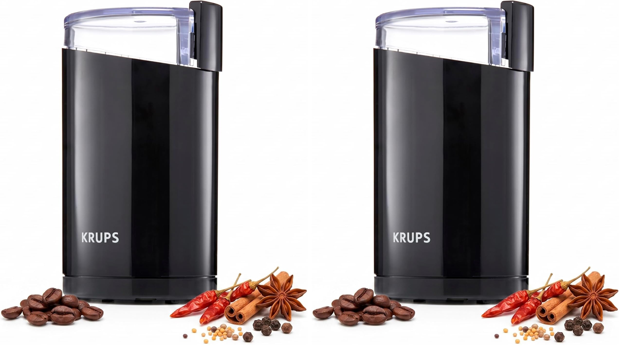 KRUPS Electric Coffee Grinder, Stainless Steel Blades, Black | 3 oz Capacity | 200W Motor | For Coffee Beans, Herbs &amp; Nuts | Pack of 2