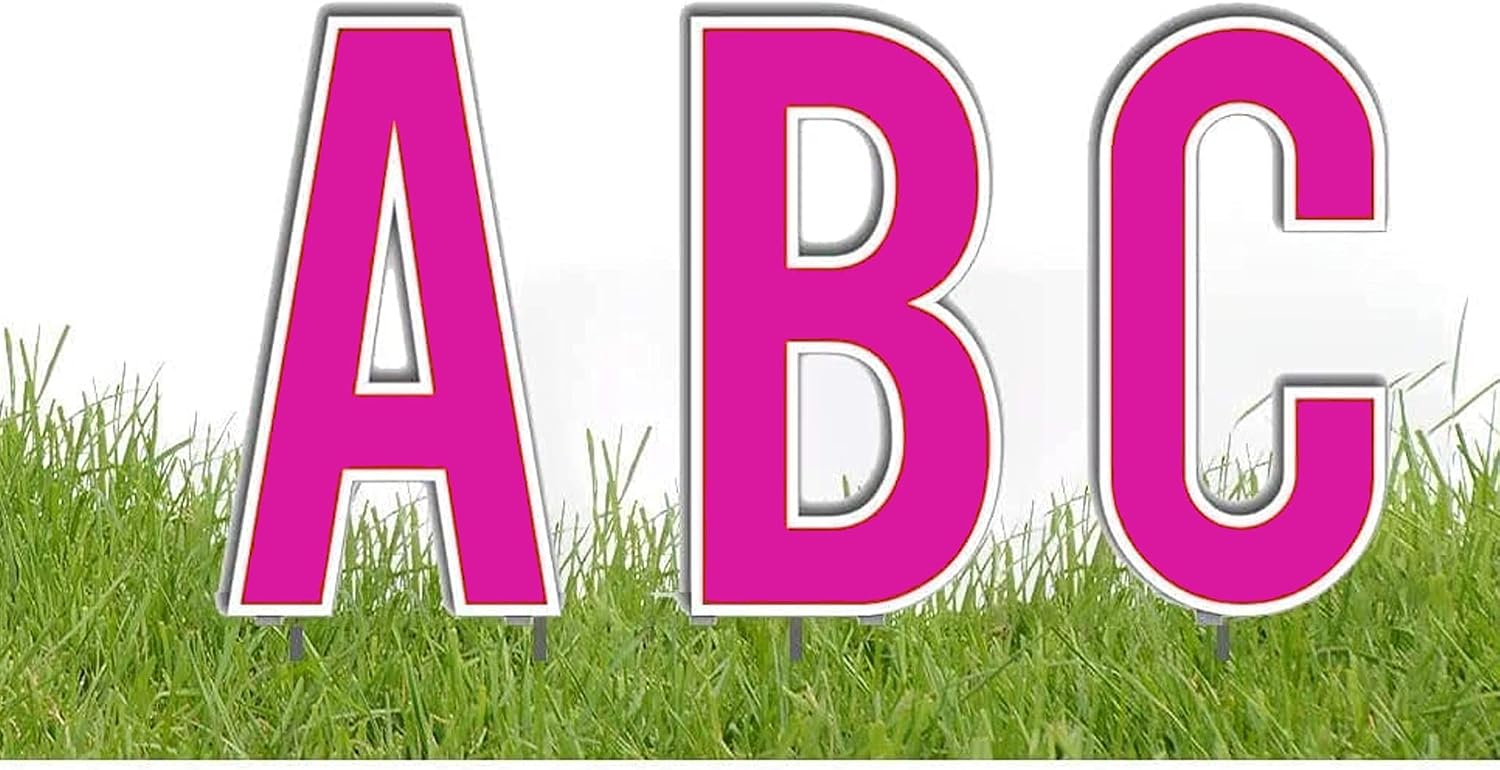 VictoryStore Custom Yard Letters - Bebas 18 Inch Custom Letters Package, Up to 10 Letters, Includes Stakes (Pink (Rhodamine Red))