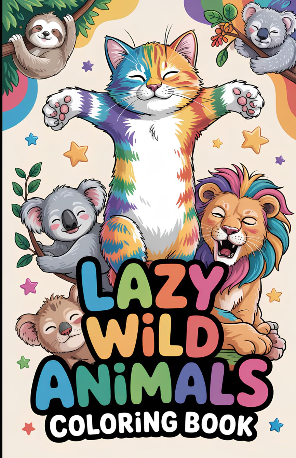 Lazy Wild Animals Coloring Book: Funny Animal Coloring Book for Adults and Kids - Stress Relief Coloring with Silly Pets - Hilarious Food-Stealing Animals to Color