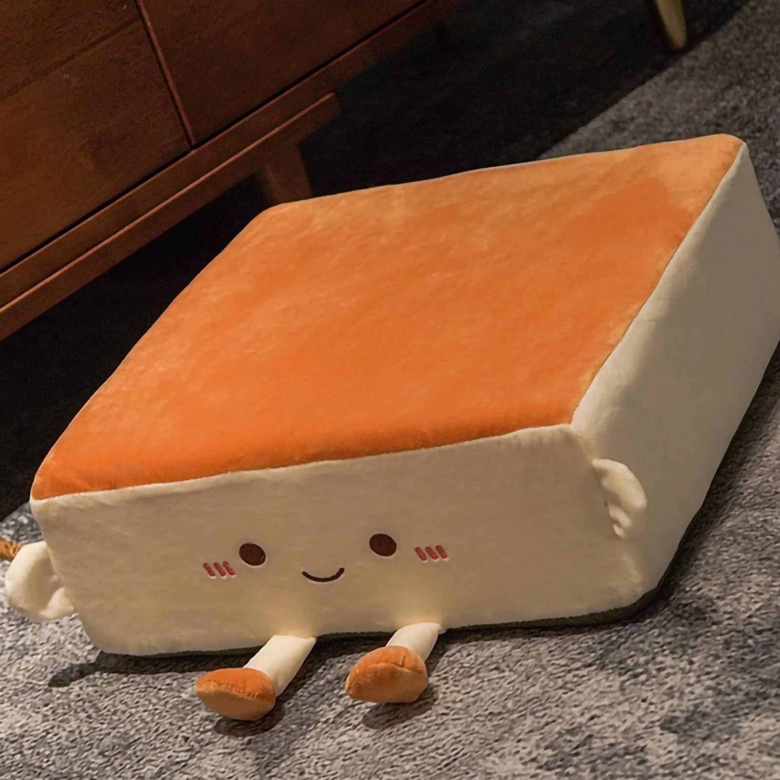 Cojín de Suelo con Forma de Dibujos Animados, Grueso, con Diseño Antideslizante, para Decoración del Hogar, Oficina, Coche, 1 Cojín para Asientos (Peluche con Forma de rombo marrón.)