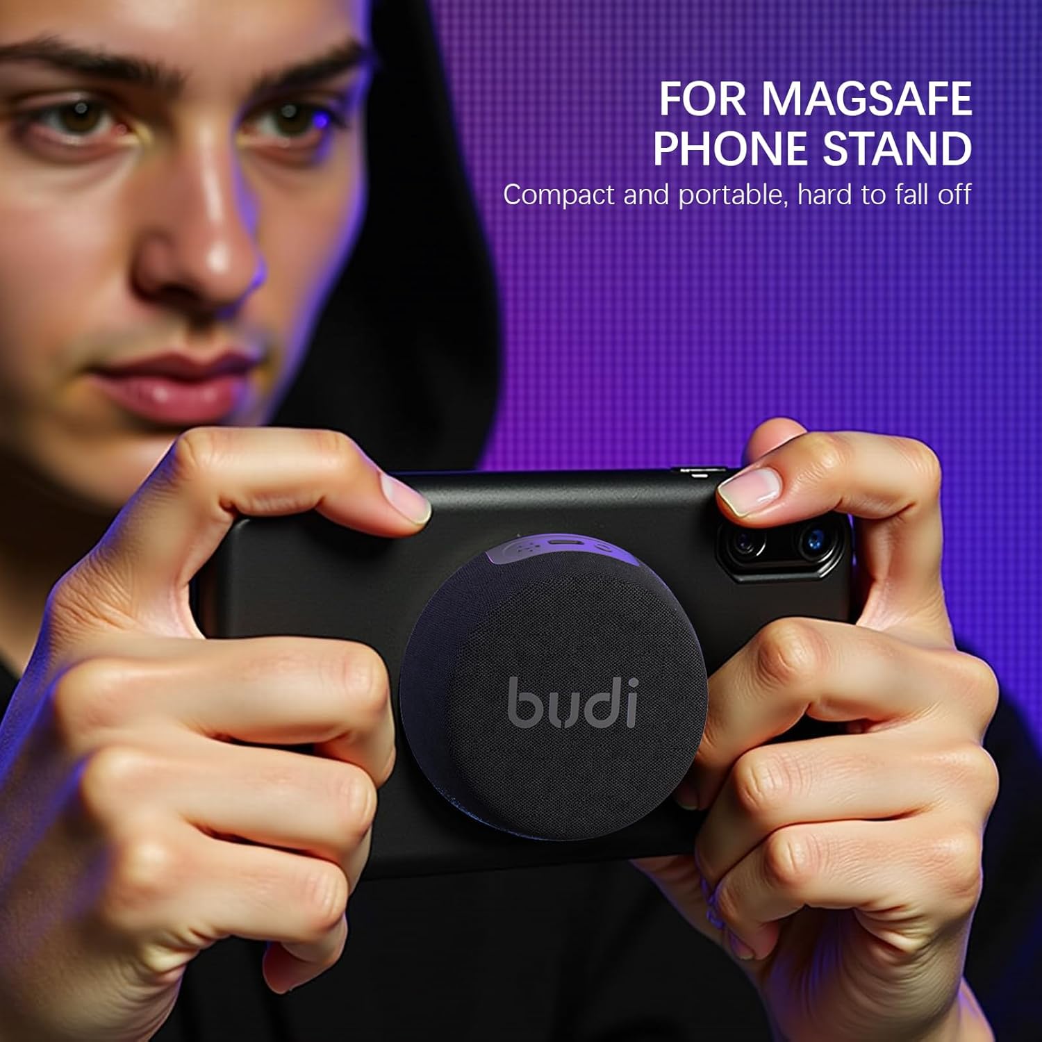 BUDI Mini Bluetooth Speaker with Magnetic Case,5.3 Bluetooth Speakers Wireless,TWS Stereo Pairing Support for iPhone 17/16/15/14/pro for Home/Party/Outdoor/Beach, Gift for Men/Women(Black)