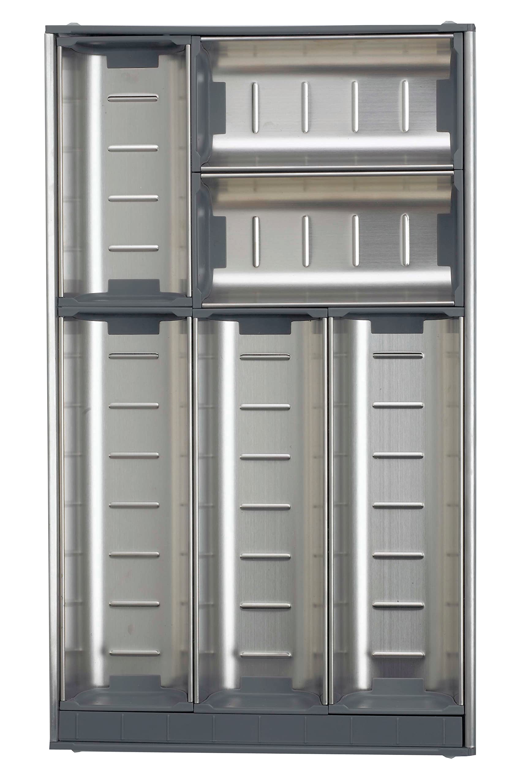 Cubertero para interiores de cajón de cocina, acero inoxidable de 64mm de altura modulable con separadores de plástico para almacenamiento de cubiertos (472 x 280)