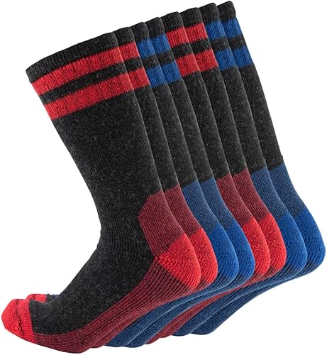 Cerebro Calcetines de lana merino para hombre, calcetines acolchados a media pantorrilla que absorben la humedad, calcetines de senderismo para