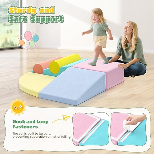 Miniatura 133 de Lischwert Bloques de escalada de espuma, juguetes de escalada suaves para niños pequeños, juego de espuma de 9 piezas para gatear y escalar con Verde