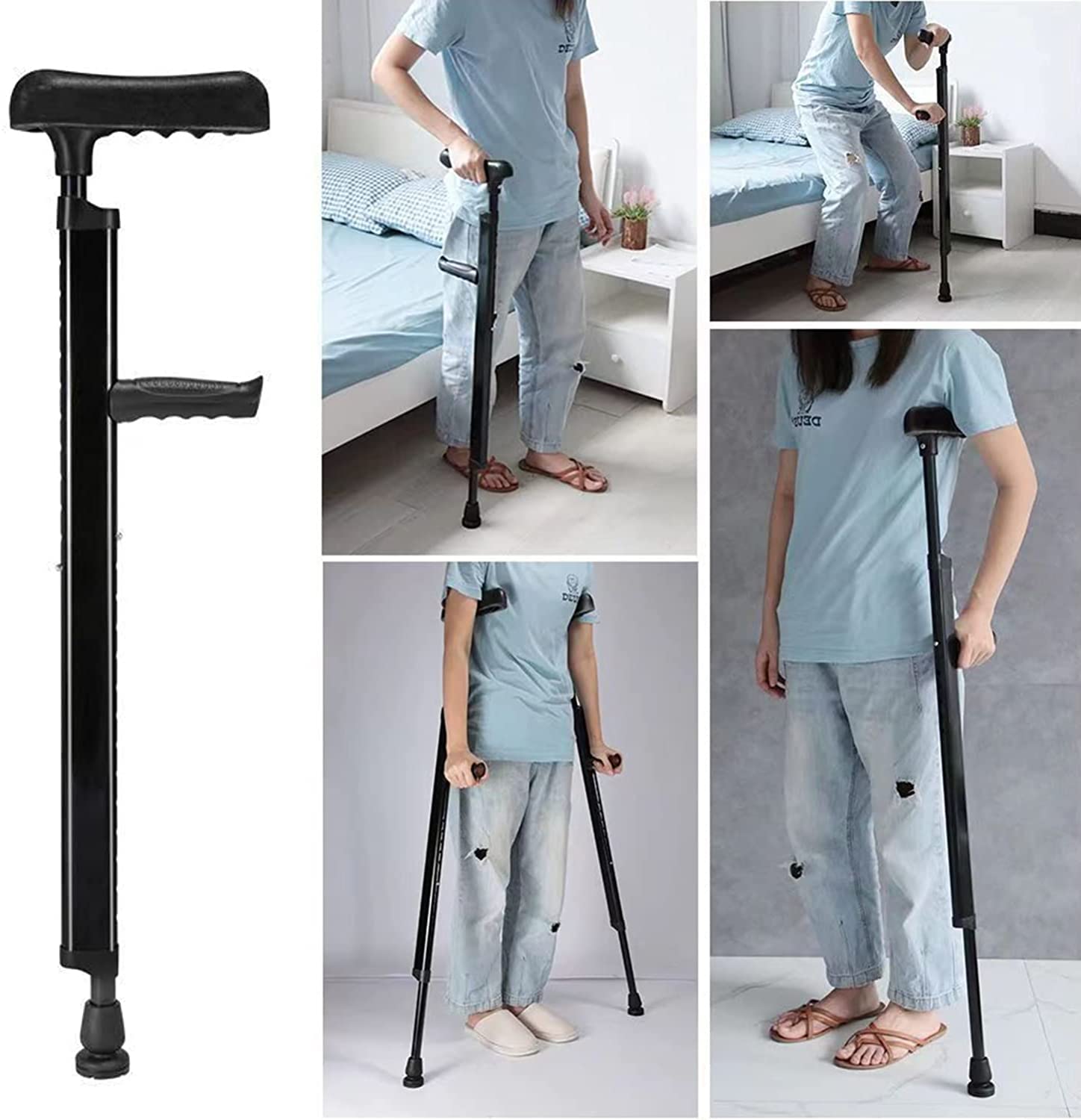 LIOONS Muletas médicas, muletas ortopédicas de Aluminio, Bastones para Axilas de Altura Ajustable, Andador Antideslizante para Hombres y Mujeres