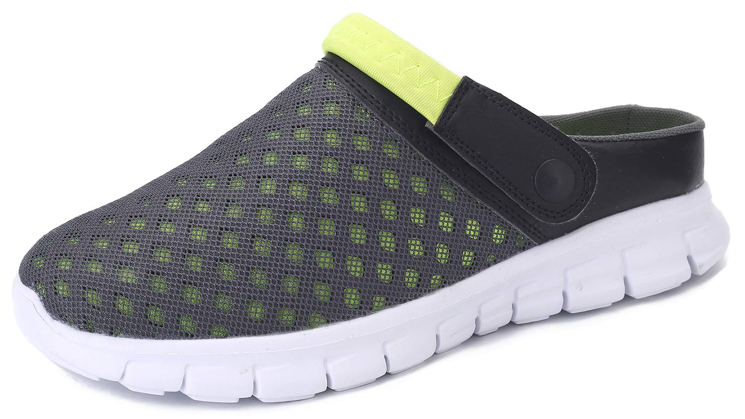 Yooeen Mens Womens Mesh Sandals Garden Clog Shoes Breathable Summer Indoor Outdoor Slippers Lightweight Walking Beach Sports Sandals, Black+fluorescent Green, 14 M US Big Kid / 12 M US Men