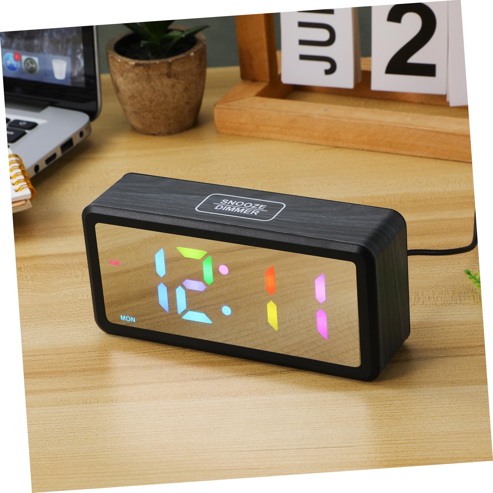 ERINGOGO Orologio Digitale in Legno Con Illuminazione Rgb Sveglia Con Display Led Regolazione Manual Legale Per Decorazione Del Comodino Della Camera Da Letto Ufficio