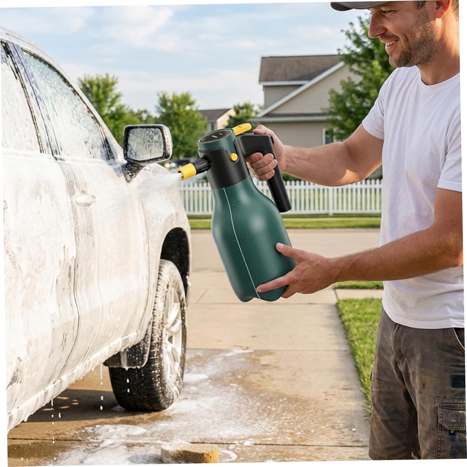 Electric Foam Sprayer, 2L Plastic Pump Foam Sprayer with Type-C Charging 60° Wide Angle Spray Gun for Auto Detailing & Garden Use