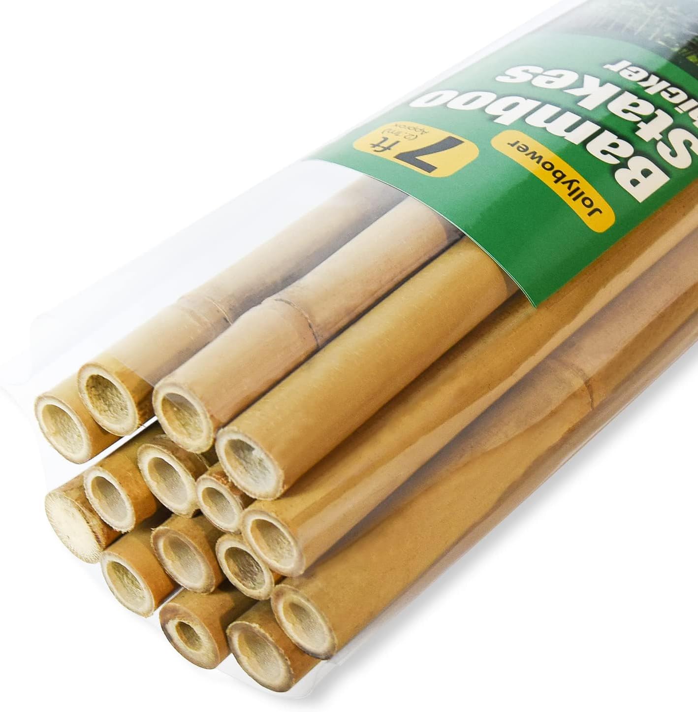 Jollybower 15pcs 3/4" D Thicker Heavy Duty Bamboo Stakes, 7FT Plant Stakes, Natural Garden Stakes for Tomato, Bean, Flowers,Trees Potted and Climbing Plant Support
