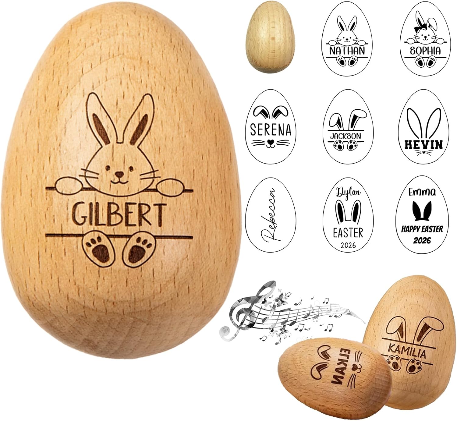 Personalized Easter Egg Shaker First Easter Gift for Kids Musical Toddlers Easter Basket Stuffer Birthday for Children
