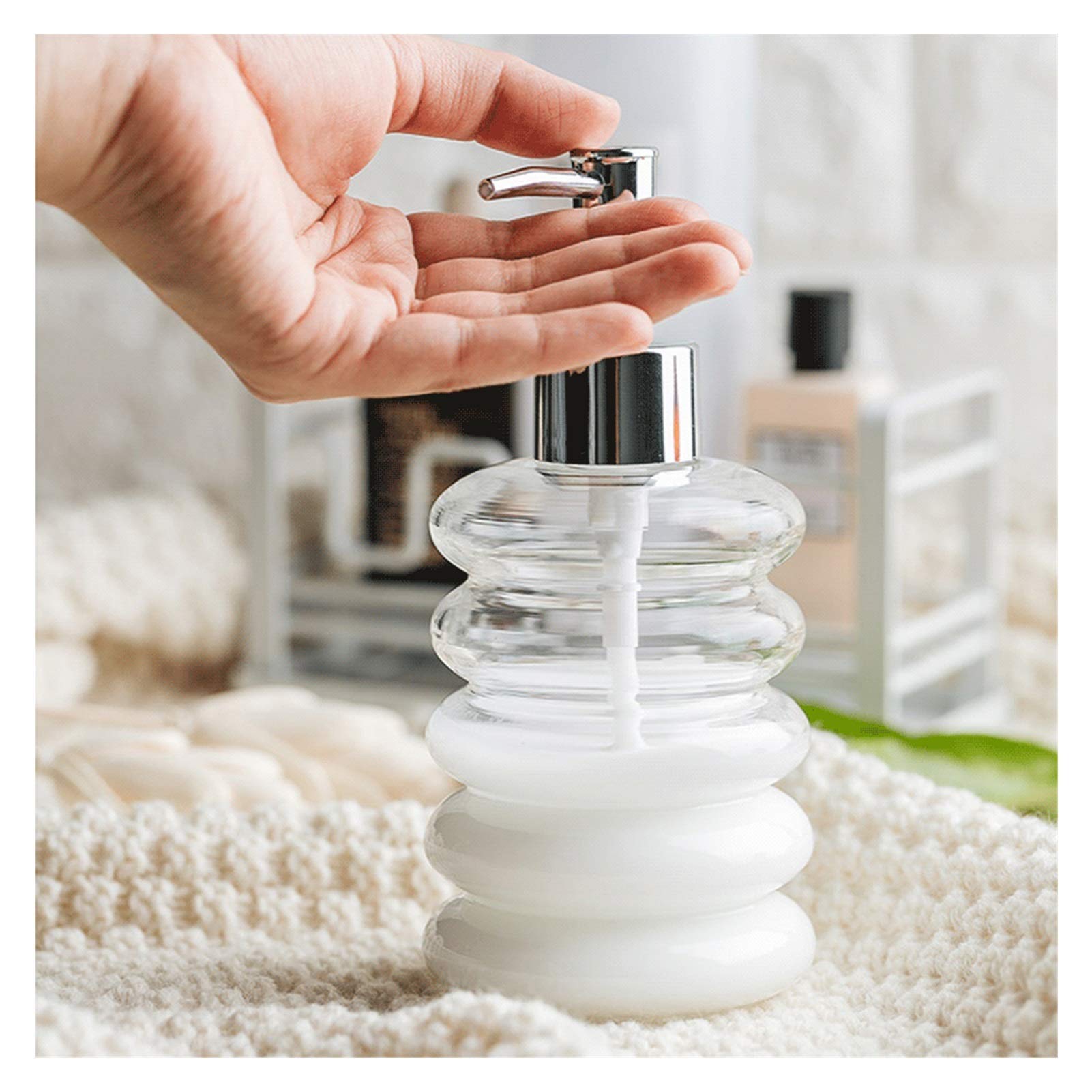 Dispenser di sapone da appoggio, dispenser di sapone in vetro ambrato (confezione da 2) Bottiglie per pompa di liquidi ricaricabili Distributore di lozione trasparente per cucina o bagno