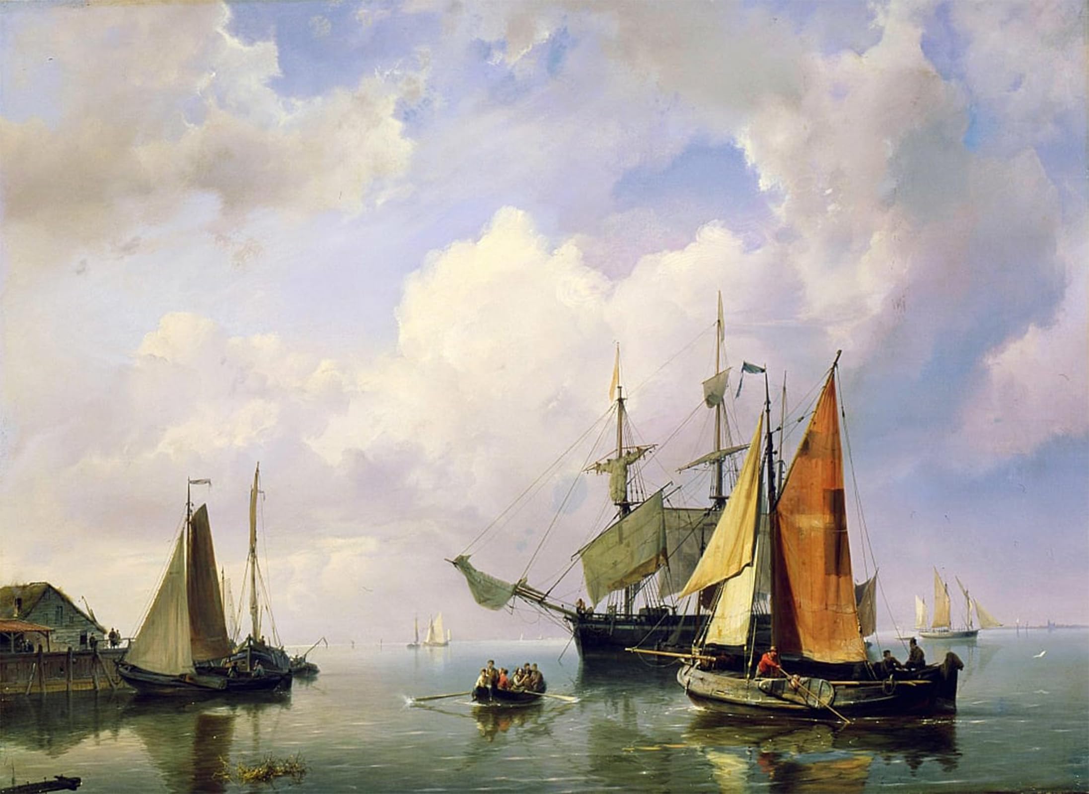 ARTXLXXBN Famous Painting Canvas Artwork Graffiti Print a Sea Landscape by Marinus Adrianus Koekkoek Portrait Canvas Image for Home Decor 60x90cm