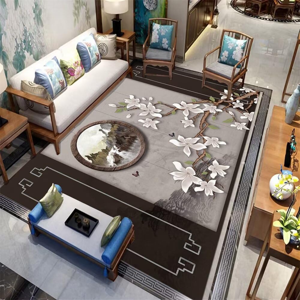 Tapis de salon gris et brun pour des moments de detente partages en famille