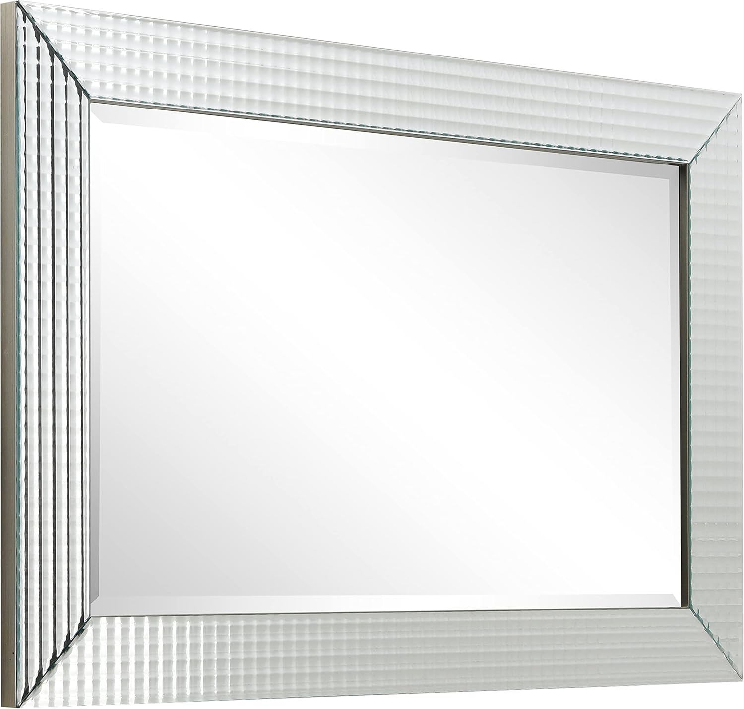 24" x 36" Beveled Rectangular Wall Mirror with Textured Glass Frame