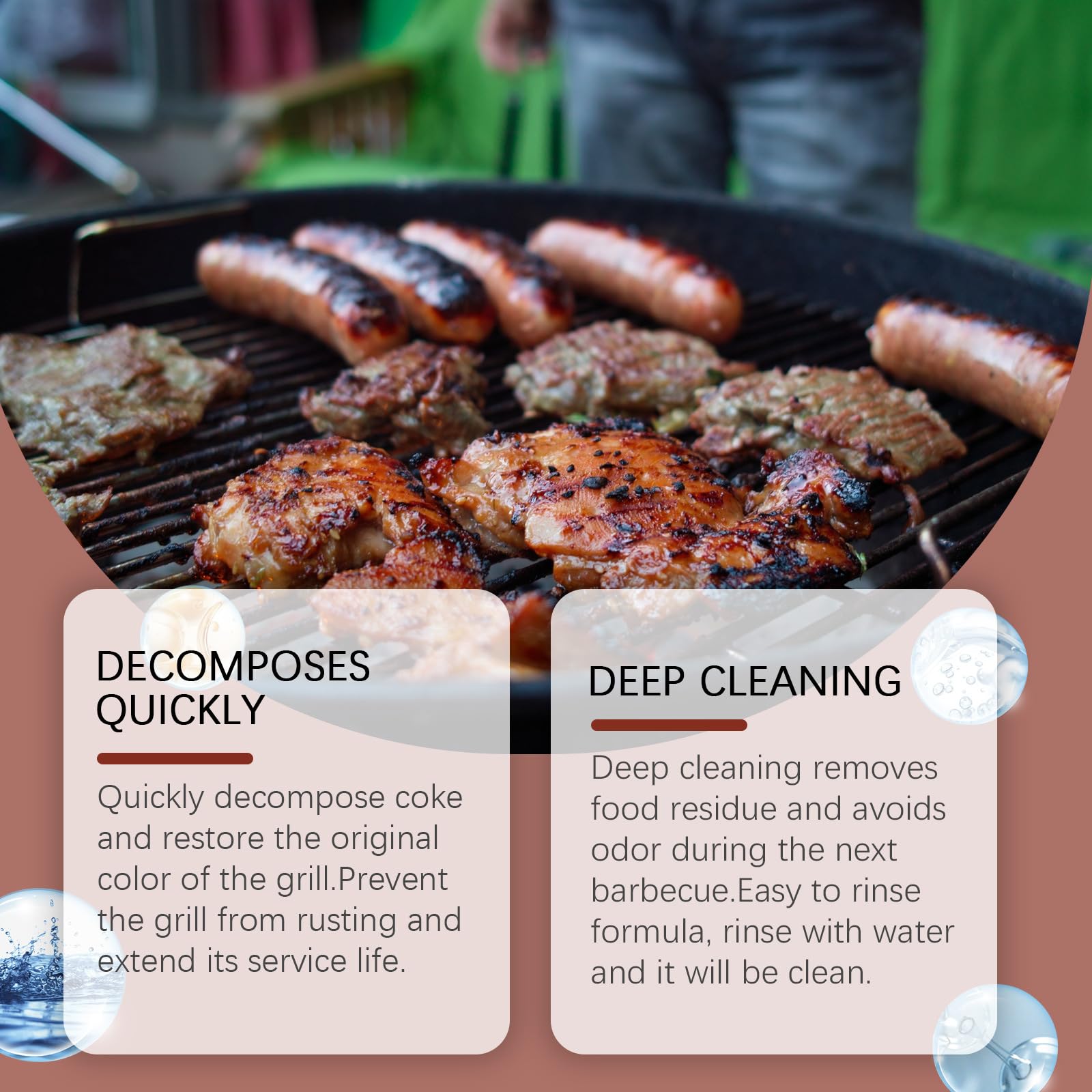 Schnell wirkendes, hochwirksames Grill-Entfettungsspray, kraftvoller Ofen- und Küchenreiniger ohne Schrubben für Grills, Smoker und Küchenutensilien, multifunktionaler Fettlöser für (6pcs)