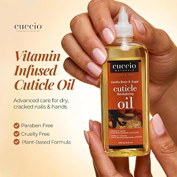 Cuccio Naturale Vanilla Bean & Sugar Cuticle Revitalizing Oil, 8 oz, Lightweight Moisturizing Treatment