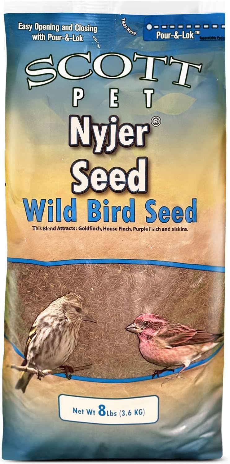 Scott Pet Wild Bird Seed, Nyjer Seed, 8 lbs Bag, Single Ingredient, Great for Outside Feeders, Food for Outside Wild Birds