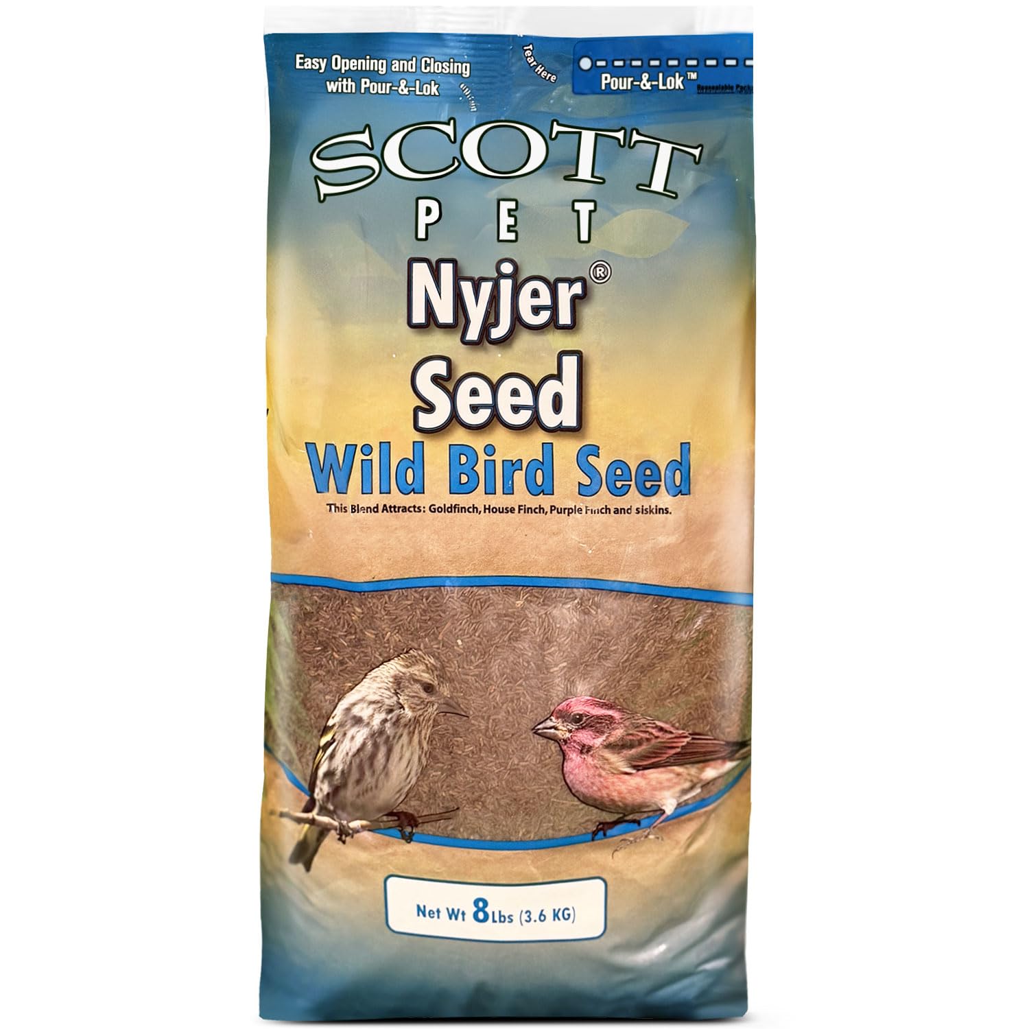 Scott Pet Wild Bird Seed, Nyjer Seed, 8 lbs Bag, Single Ingredient, Great for Outside Feeders, Food for Outside Wild Birds