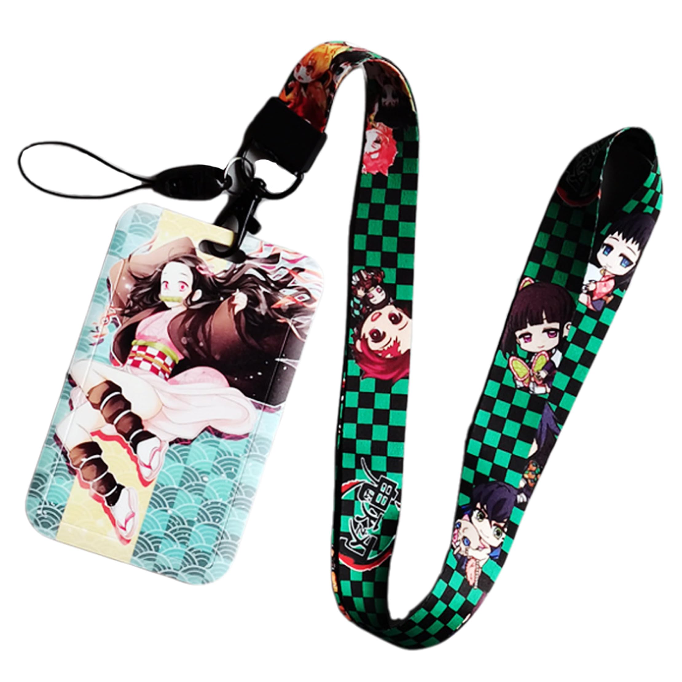Satdflie Demon Slayer Lanyard with Card Holder Set, Cartoon-Style Card Protector for Office Worker, Slide Cover Design for Convenient Use, Color/9 — image 1