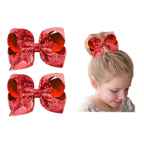 Miniatura 1 de 4 pinzas grandes para el cabello para niñas, de 5.5 pulgadas, hechos a mano, con brillantina, lazos para el cabello, pinzas de cocodrilo,