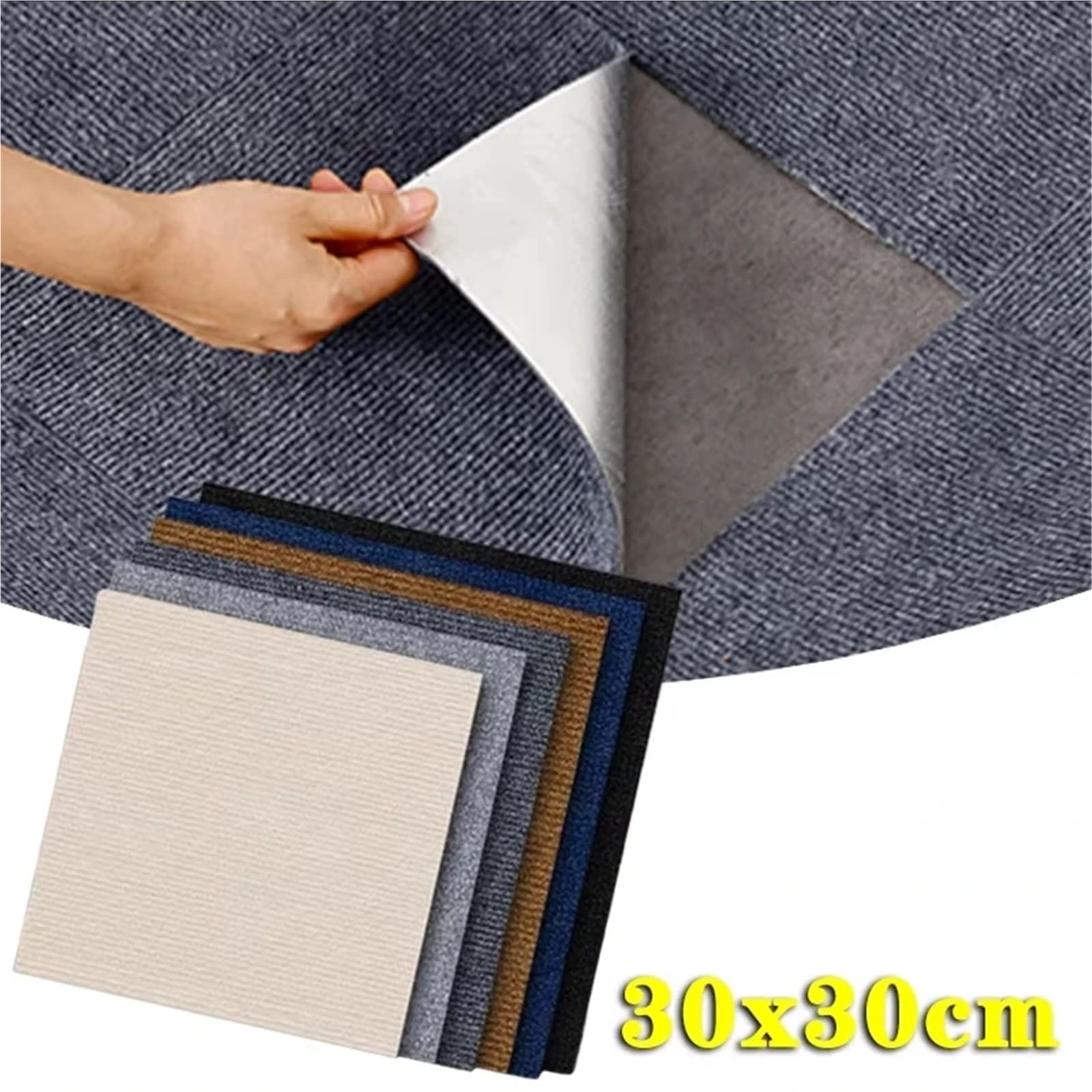 Dalles de Moquette Autocollantes, Dalles de Moquette à décoller et Coller Multicolores 30x30cm (1/5/10/20/30/40 pièces)(Dark Grey,30x30cm(5 Pcs))