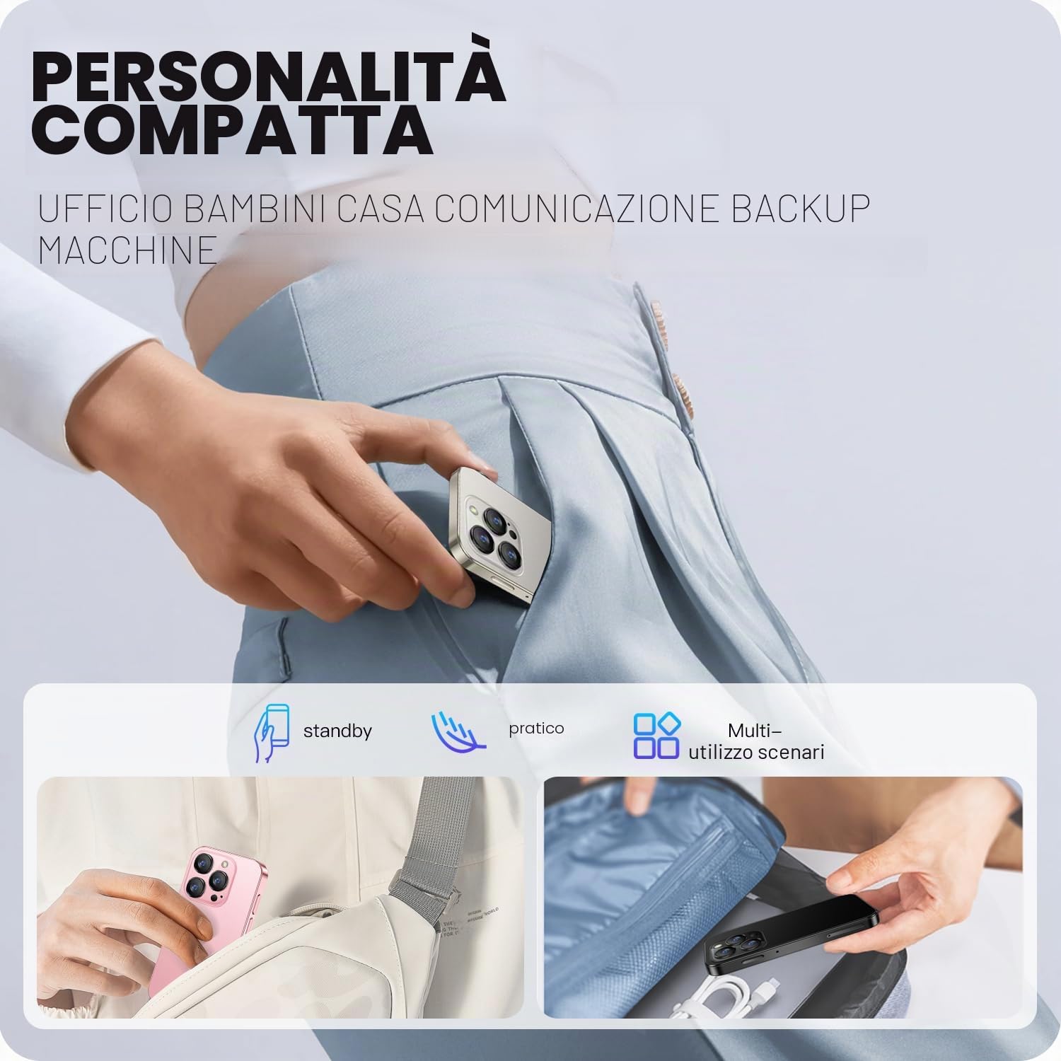 3G – Piccoli Cellulari, Bambini – Smartphone Android 9.0 3.0 pollici – Schermo 2 GB RAM 16 GB ROM, 5,0 Megapixel, 900 mAh – Batteria di riconoscimento facciale, (XS18-Blu scuro)