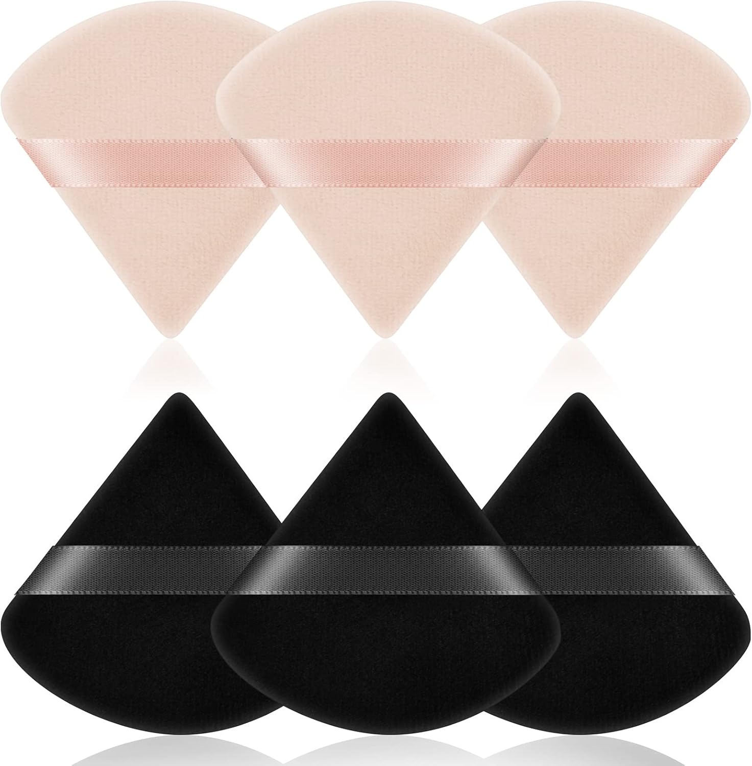 AUAUY 6 stuks poederdonsjes, puur katoen, zachte driehoekige wig make-uppoederdonsje voor losse poeder, mineraalpoeder, lichaamspoeder, katoen, velours, cosmetische foundation, spons