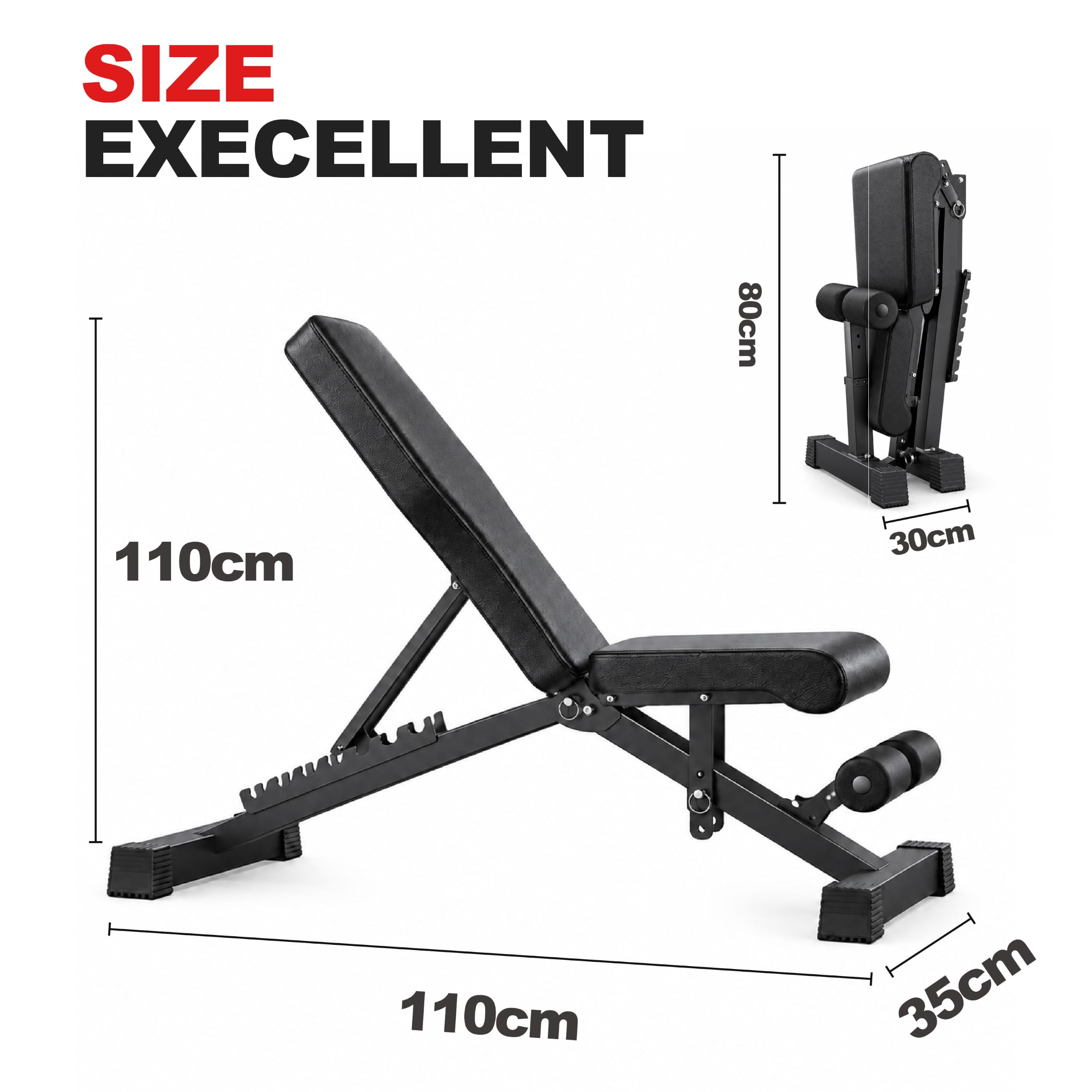 Banco musculación plegable 7 posiciones negro, ideal para fitness en casa, fácil almacenar