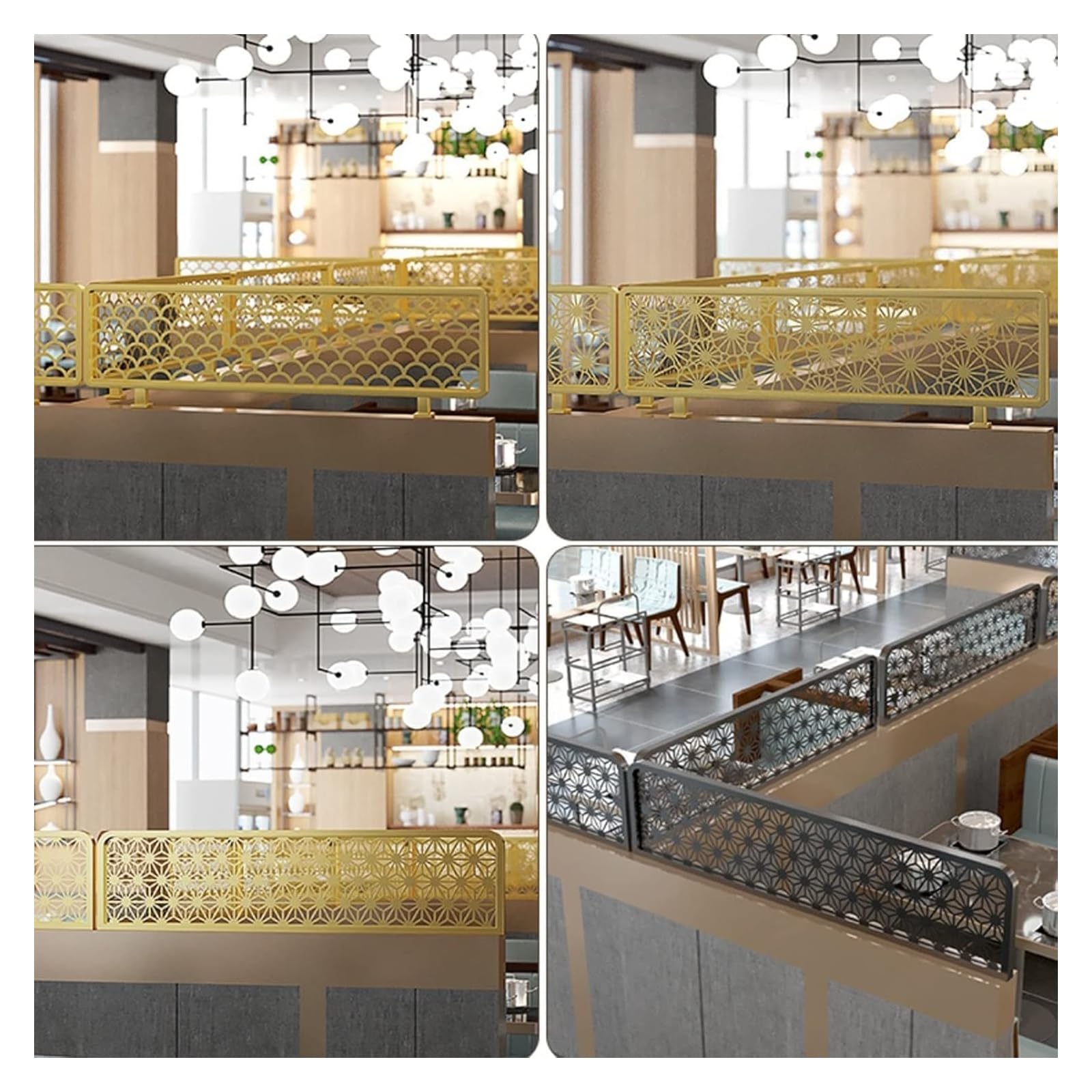 Genérico Mampara Decorativa de Cristal Dorado con Estilo - Mampara Baja y Elegante para Comedor y Restaurante, 70 cm de Altura, solución Ideal para Separar Espacios, diseño Moderno