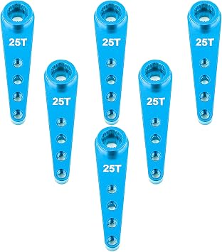 6PCS 25 T مضاعفات القرن 37 mm سبائك الألومنيوم 25 الأسنان تمديد ذراع التوجيه خادم متوافق مع فوتابا سافوكس السلطة HD HSP MG995 MG996 سيرفوس ل RC سيارة TruckBlue