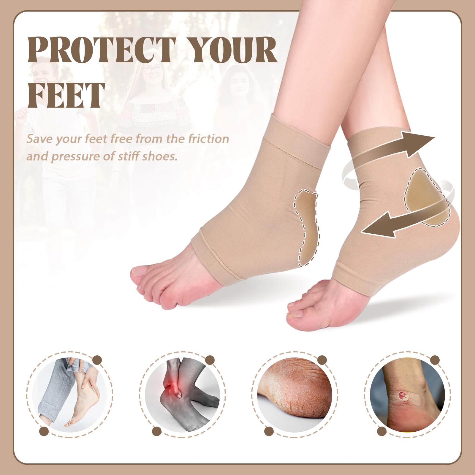 2 pares de calcetines protectores de talón con almohadilla de gel, manga acolchada para el tendón de Aquiles maleolar, calcetines acolchados para patinaje artístico, rodillos, botas, zapatos,