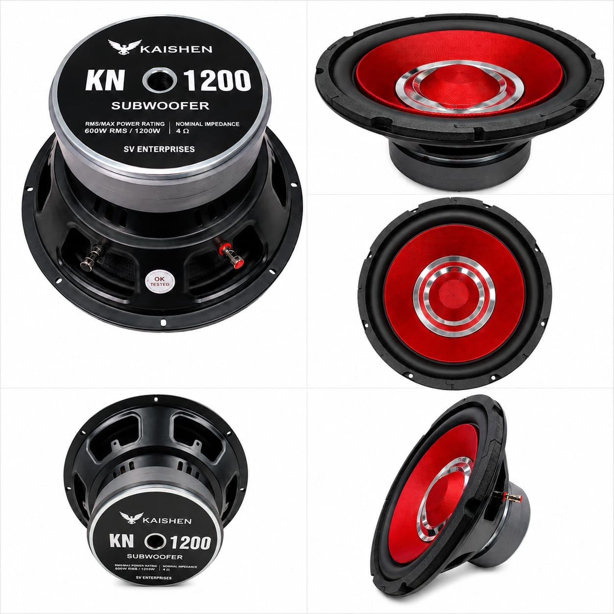 12 Inch Car Subwoofer Speaker, 600W RMS, 1200W Peak Power, 4 Ohm Impedance, Red Cone, Copper Voice Coil, Deep Bass Audio, Black Rubber Surround, 90dB...-image-12