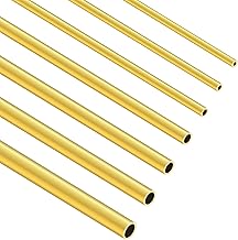 LAVMHAB Messingrohr-Set mit 3 mm, 3,5 mm, 4 mm, 5 mm, 6 mm, 7 mm, 8 mm Außendurchmesser x 0,75 mm Wandstärke x 200 mm Länge, nahtlose, runde Messingrohre für Heimwerker, Handwerk, 7 Stück