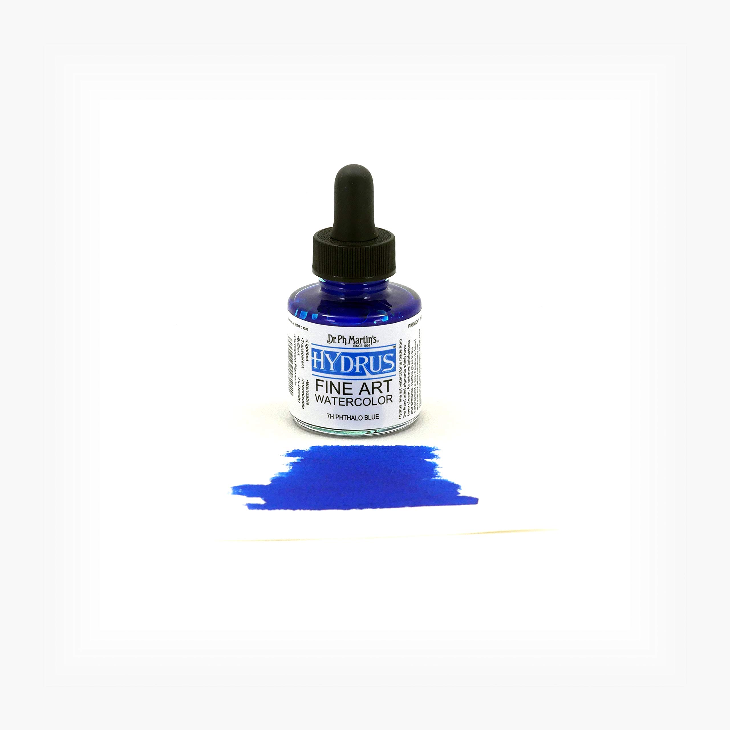 Dr. Ph. Martin's Hydrus Fine Art (7H) Watercolor Bottle, 1 oz, Phthalo Blue - Image 2
