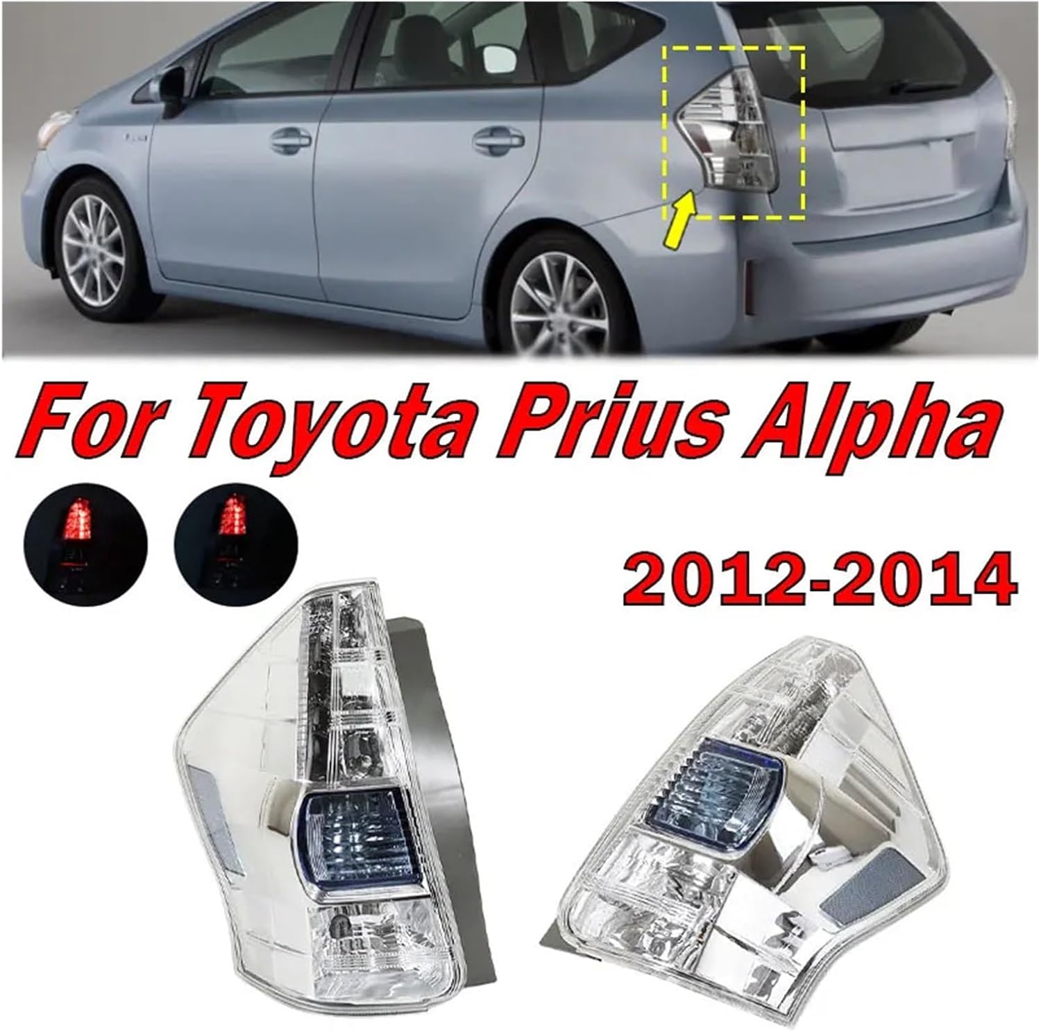 Compatible With Toyota Alpha Prius 2012-2014 Car Tail Light Signal Lamp Warning Brake Light Exterior Accessories Taillight Assembly 81560-47140(Only Right)