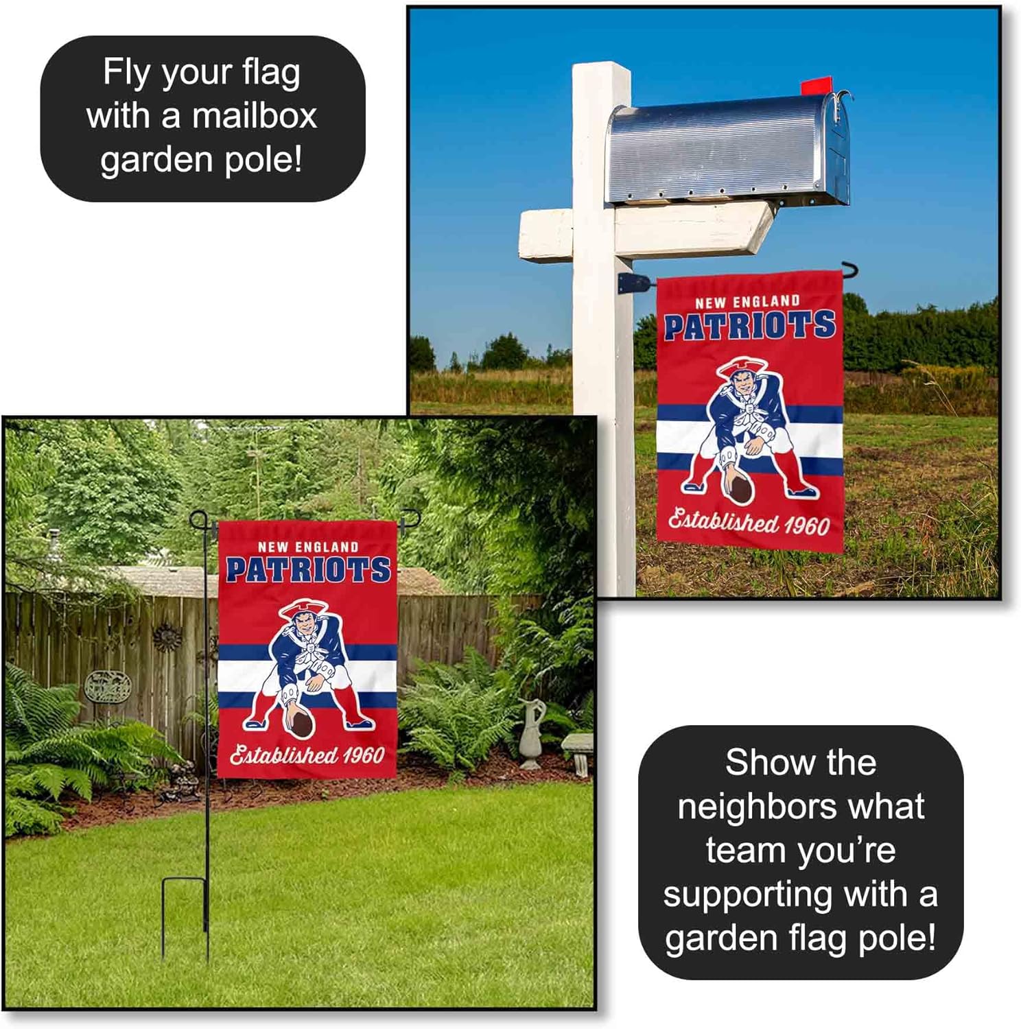 Patriots Throwback Retro Vintage Garden Flag Double Sided Banner - Image 4