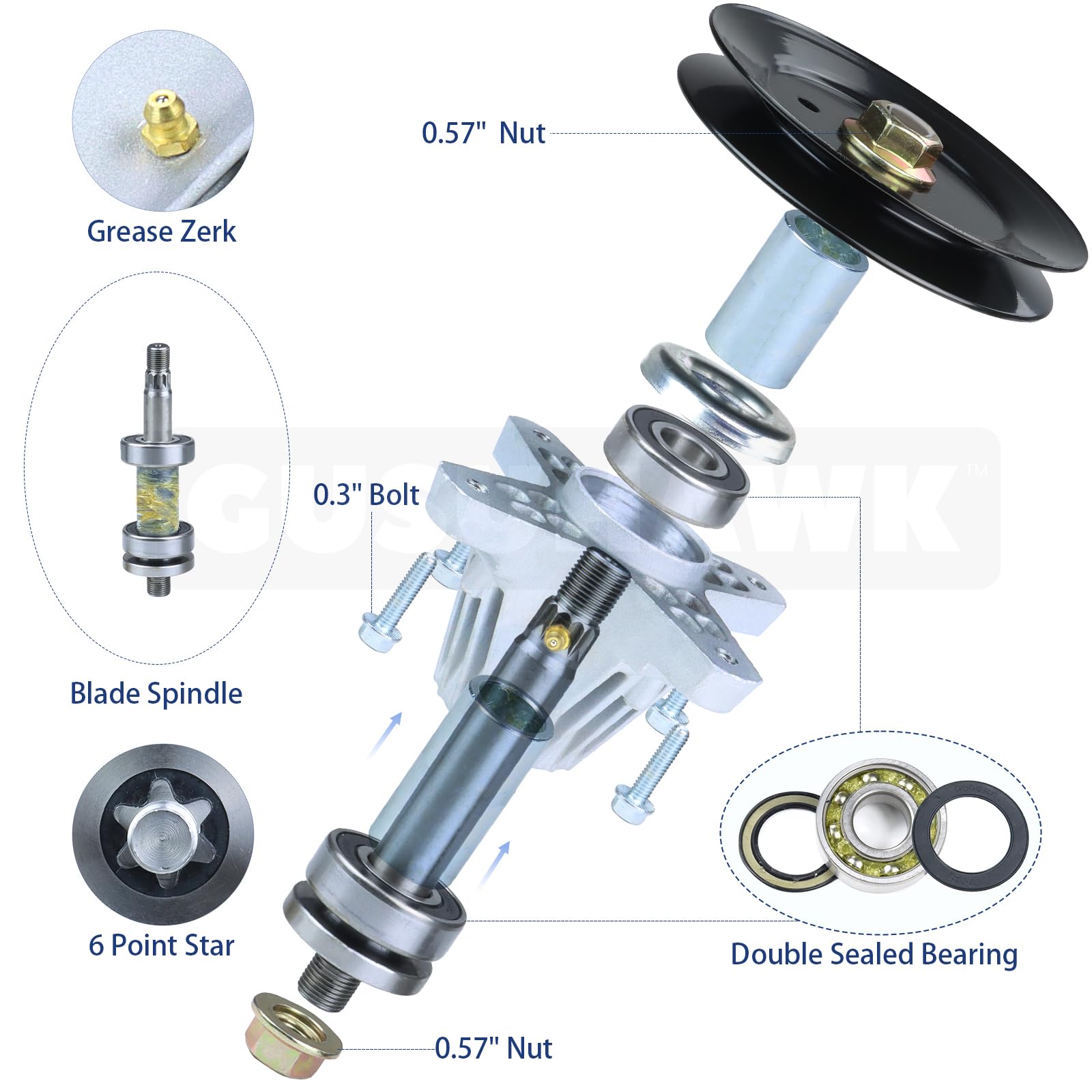 Amazon.co.jp: GUSUHAWK 2パック 918-06977A スピンドル