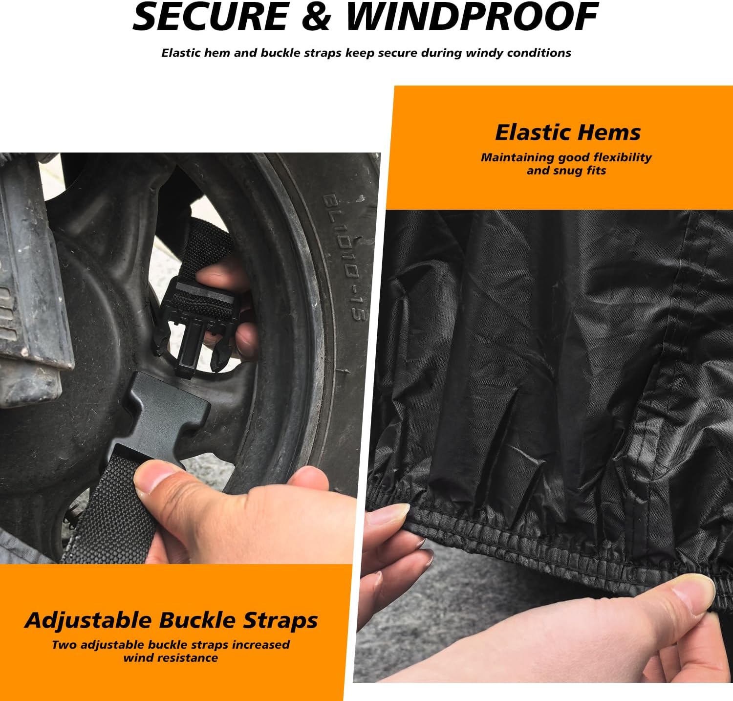 Motorcycle Cover Waterproof Outdoor,Heavy Duty Polyester Fabric with Cotton Fleece Lining Bike Covers,Scratch-Proof and Weatherproof,Anti-UV,with Air Vent,Lock Hole,116x43x55-ClawsCover