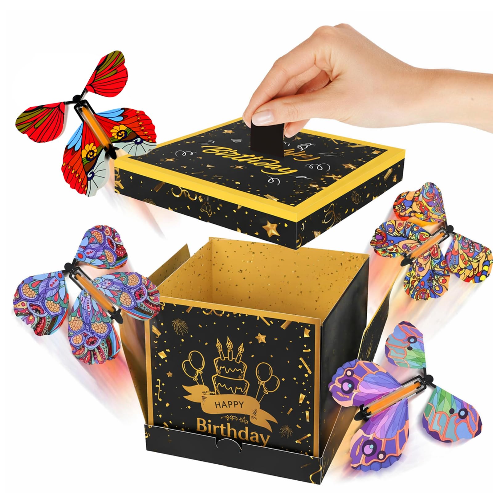 Butterfly Explosion Gift Box with 4Pcs Colorful Flying Butterflies