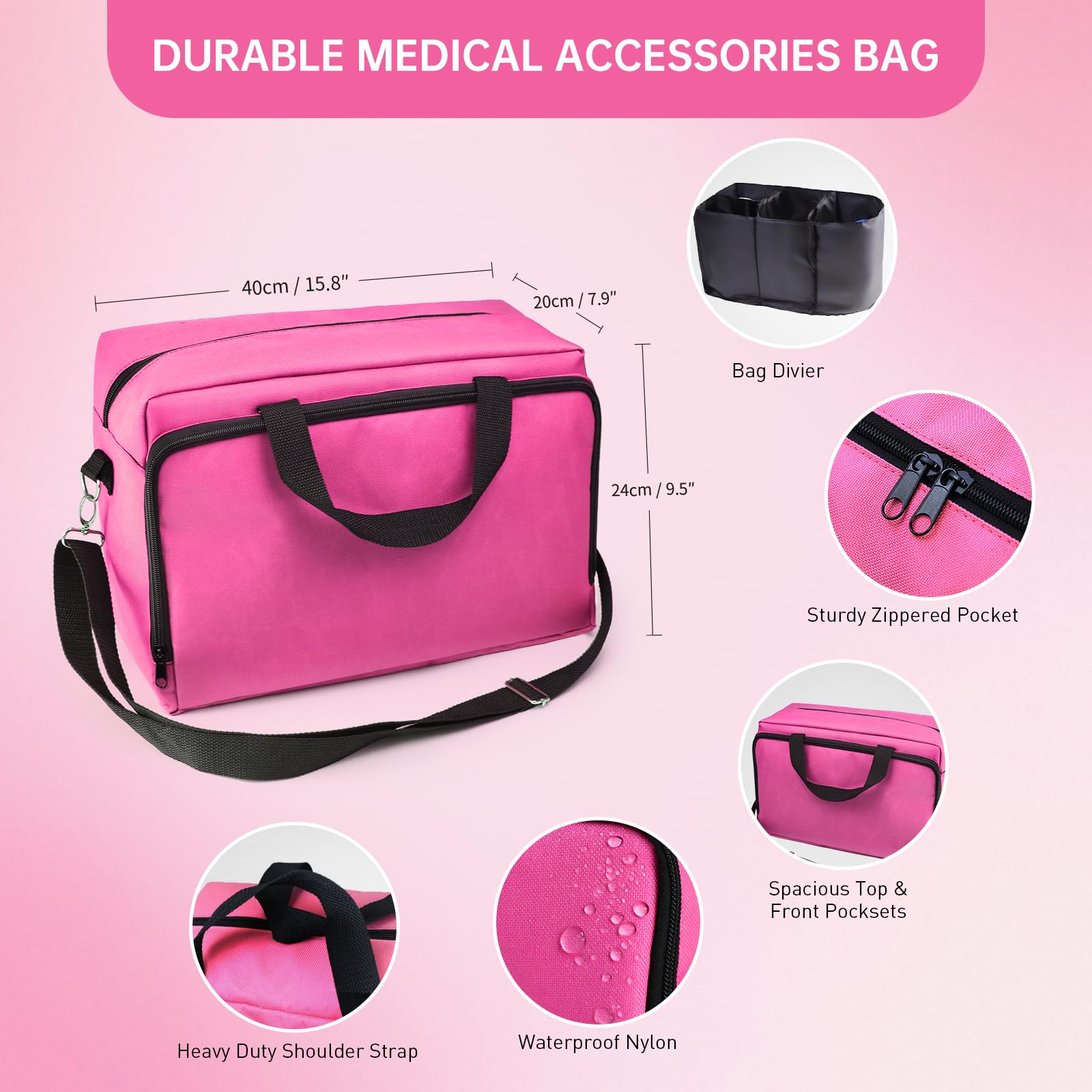 Scian Kit per infermiere da 13 pezzi, essenziale per il lavoro, regalo perfetto per studenti di medicina, borsa portatile con stetoscopio, sfigmomanometro, otoscopio, diapason, forbici mediche (rosa)