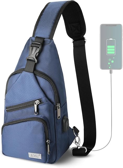 AMJ Sling Bag for Hiking and Outdoor, Crossbody Shoulder Backpack, Travel Chest Bag Daypack for Men & Women