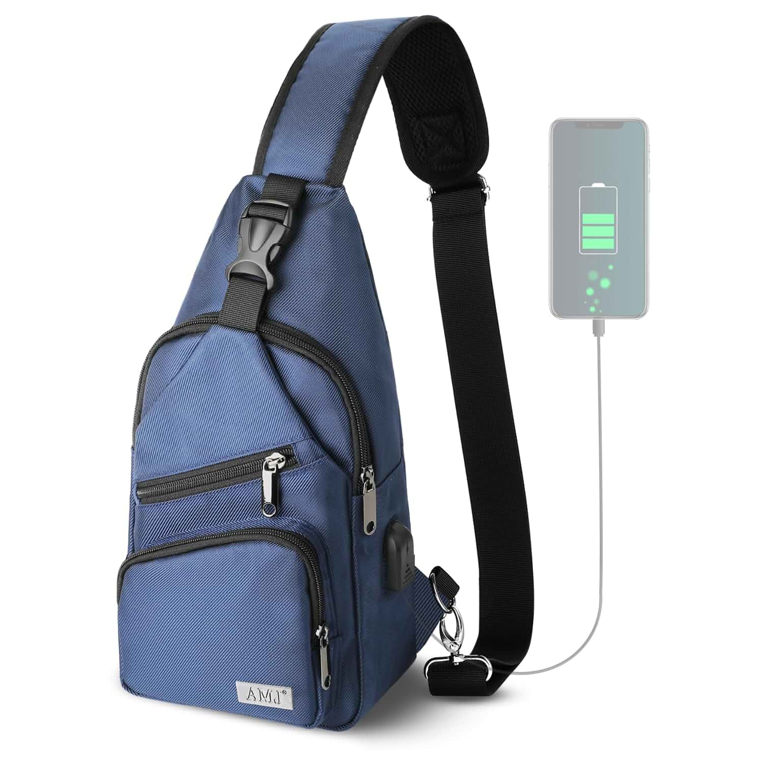 AMJ Crossbody Sling Bag Men Women, Casual Shoulder Backpack, Chest Daypack Satchel for Hiking Travel