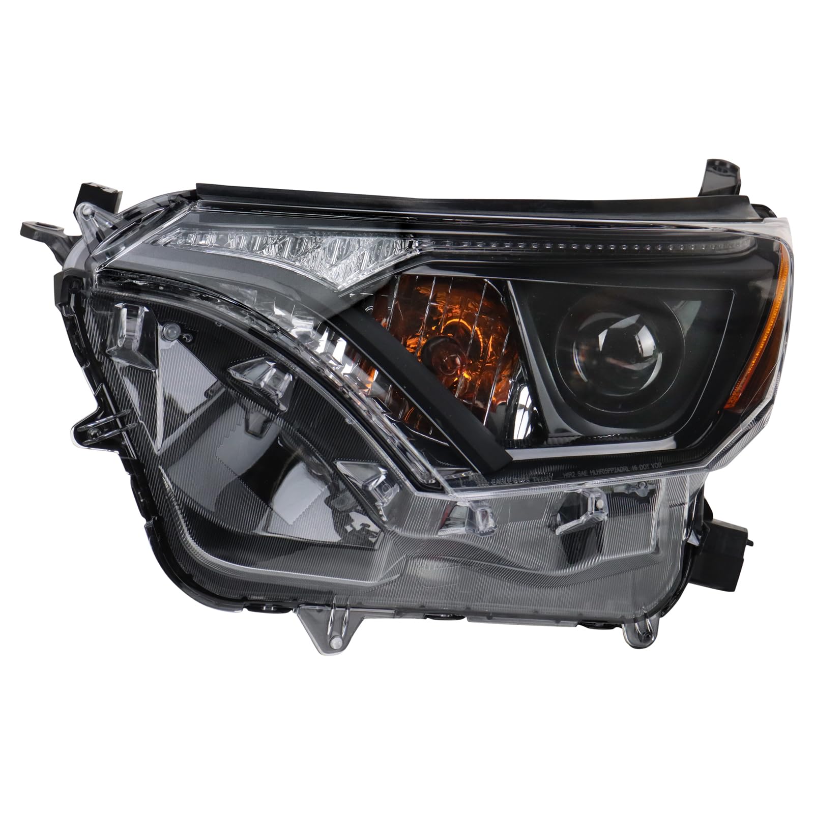 TRQ Driver Side Headlight Assembly Halogen Black Bezel Compatible with 2016-2018 Toyota RAV4 North American Built TO2502268
