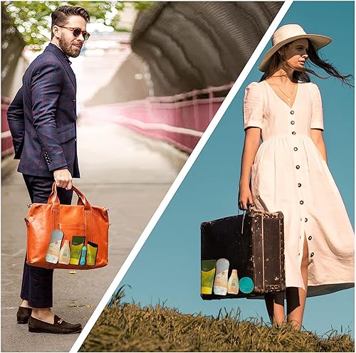 Miniatura 6 de TRANOMOS Paquete de 8 fundas de silicona para botellas, artículos esenciales de viaje para mujeres y hombres, artículos de tocador de tamaño de